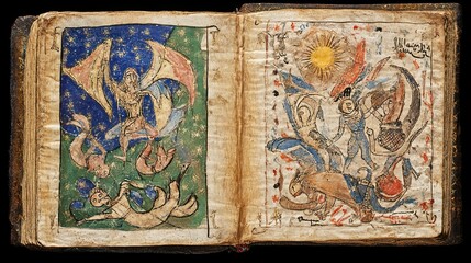 Fototapeta premium Illuminated Manuscript: A Glimpse into Medieval Religious Art