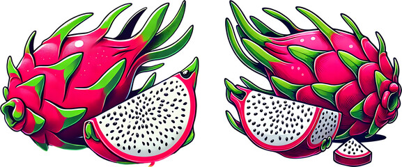 Dragon fruit, fruit illustration design.