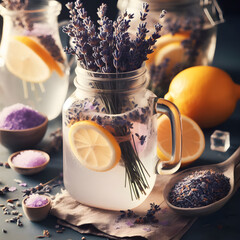 Lavender Lemonade with Fresh Herbal Garnish, Refreshing