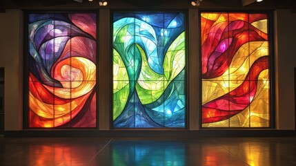 Stained Glass Windows in a Church