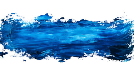Ocean blue oil paint brush stroke, rich texture with heavy brush marks, isolated on white background