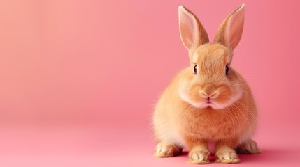 Obraz premium Fluffy Bunny Sitting on Pastel Background