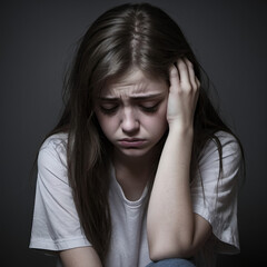 Sad Young Woman in Deep Emotional Distress