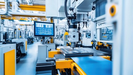 In the high-tech production workshop, there is an assembly line with modern machines