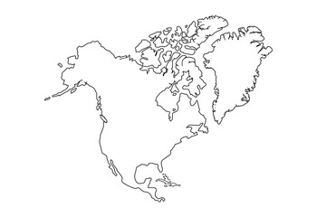 North America continent outline silhouette.Vector illustration