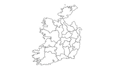 Ireland map with administrative divisions. Vector illustration.