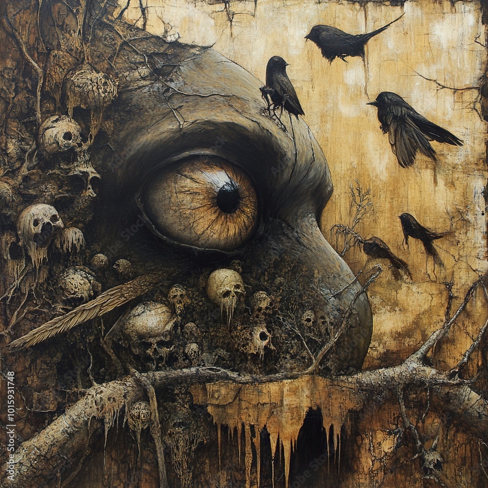 Poster Surreal Dark Art Painting: Eye of the Forest