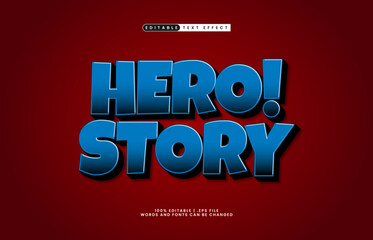 hero story editable text effect with a comic and kids text style