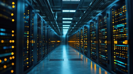 Fototapeta premium Data Center Server Room Modern Technology Network Infrastructure IT Servers Computer