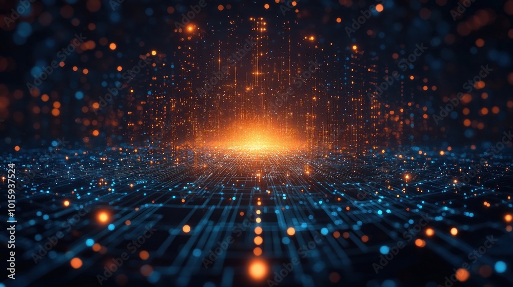 Aufkleber abstract digital network with glowing lights