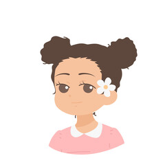 Girl Half Body Kid Character Illustration