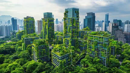 Obraz premium Green Cityscape Sustainable Architecture Eco Friendly Urban Development
