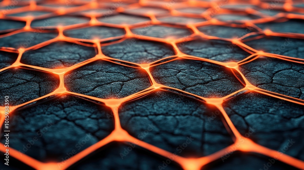 Poster Abstract Hexagon Pattern with Glowing Lines  Futuristic Technology  Network Connection