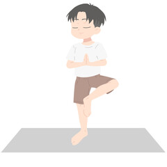 Boy Yoga Pose Illustration