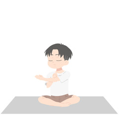Boy Yoga Pose Illustration