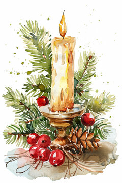 recommend clip art: clipart, watercolor, cute, cozy Christmas (candle in holder) illustrations