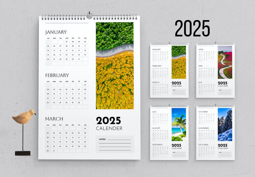 Twelve Months Calendar Template 2025