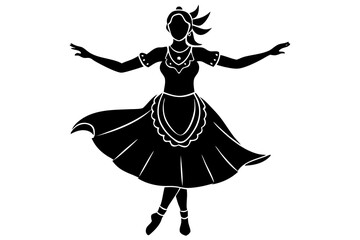 Silhouette of Hungarian Folk Dancer in Traditional Attire