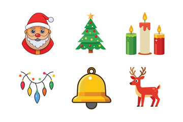  Christmas vector art illustration icon set 