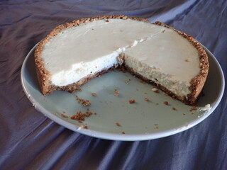 freshly baked homemade cheesecake on a plate