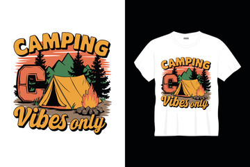 camping vibes only typography tshirt design
