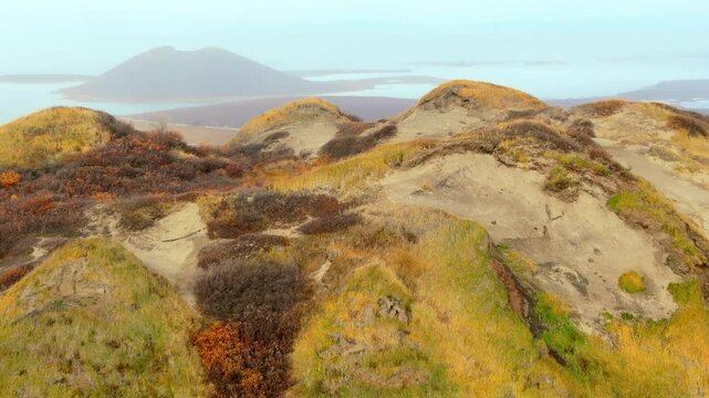 Pingo Landmark Near Tuktoyaktuk, Northwest Territories, Canada - Drone Shot