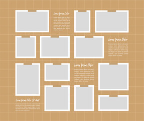 Pictures or photos frame collage. comics page grid layout abstract photo frames and digital photo wall template