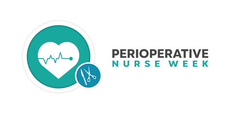Perioperative Nurse Week. Heart and more. Great for cards, banners, posters, social media and more. White background.