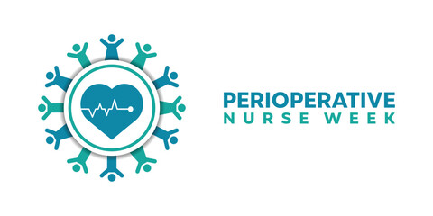 Perioperative Nurse Week. Heart and peoples. Great for cards, banners, posters, social media and more. White background.