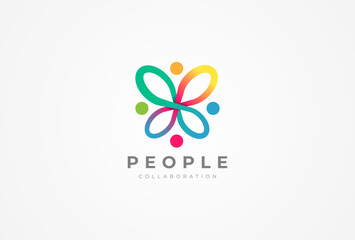 People logo design, Community human Logo with gradient color, people logo design template design element, vector illustration