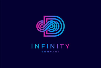 Initial Letter  D Infinity Logo., Letter D with Infinity combination. suitable for technology. brand and companys logo design. vector illustration