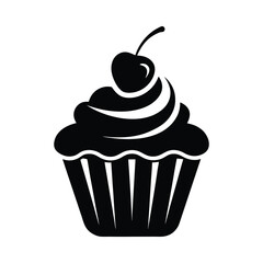 A black and white cupcake silhouette vector illustration. Clean and smooth shape.