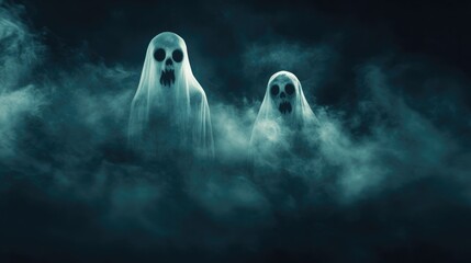 spooky ghost images on dark background
