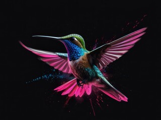 High-Speed Elegance: Hummingbird in Neon Motion