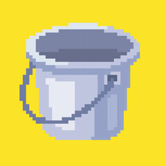 Bucket pixel art, vector illustration on isolated background.