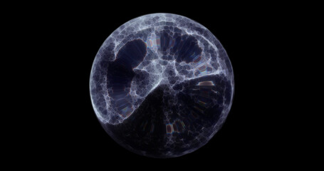 A dark, ethereal sphere with intricate, web-like patterns glowing faintly. Perfect for concepts of mystery, technology, or abstract sci-fi themes
