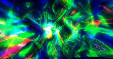 A vibrant and dynamic abstract image with swirling patterns of green, blue, and red light, creating a sense of motion and energy. Perfect for backgrounds, technology themes, or creative