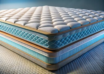 Fototapeta premium 3D Layered Mattress with Air Fabric and Pocket Springs - High Depth of Field Illustration for Sleep Comfort