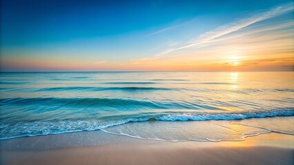 Obraz premium A minimalist photograph showcasing a serene ocean view, with calming hues and a tranquil horizon, inviting peace and relaxation into any space.