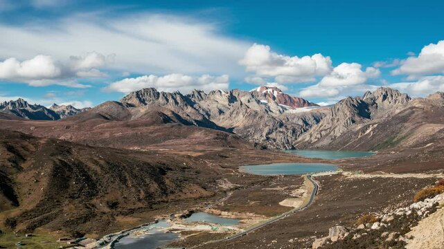 Time-lapse photography of snow mountain scenery on National Highway 318 in Garze Prefecture, Sichuan Province, China