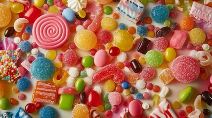 Mark National Candy Day with an eye-catching arrangement of assorted candies, showcasing a colorful variety of sweets and treats that highlight the joyful and playful spirit of the occasion