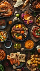 Fototapeta premium Mark World Food Day with a captivating image featuring an array of global cuisines, celebrating diverse flavors and vibrant dishes that highlight the importance of food security and nutrition