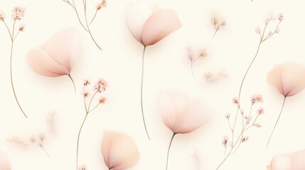 A delicate arrangement of pastel flowers on a soft background, perfect for conveying elegance and tranquility in design.