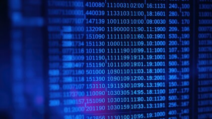 Blue Digital Data Screen with Numbers and Times