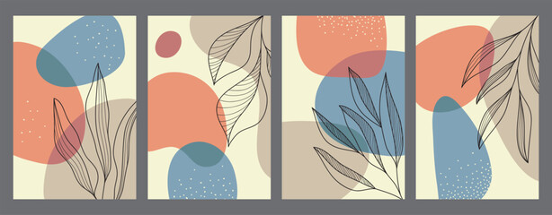 Creative minimalist hand draw Abstract art background. Modern aesthetic illustrations. Bohemian style Collection of contemporary artistic Design for wall decoration, postcard, poster, brochure