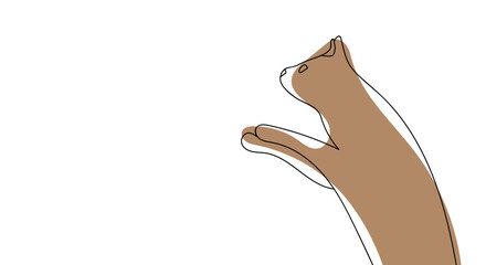 Cat in one line style on a white background. Poster with place for text.