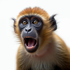 Obraz premium Close-up of a monkey with a shocked expression on a white background