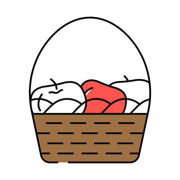 recommend clip art: basket apple line icon vector. basket apple sign. isolated symbol illustration