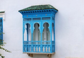 White and blue town of Sidi Bou Said, Carthage, Tunisia.