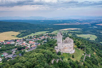 Obraz premium Aerial View Over Hrad Topolcany and Surroundings, Slovakia